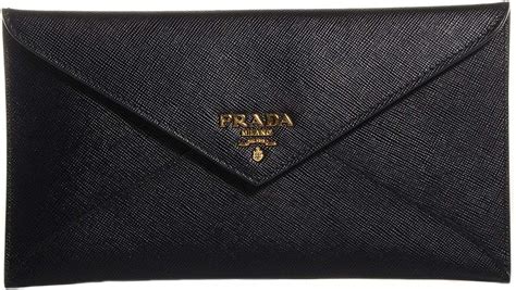 Prada Womens Saffiano Vitello Leather Envelope Clutch Bag 